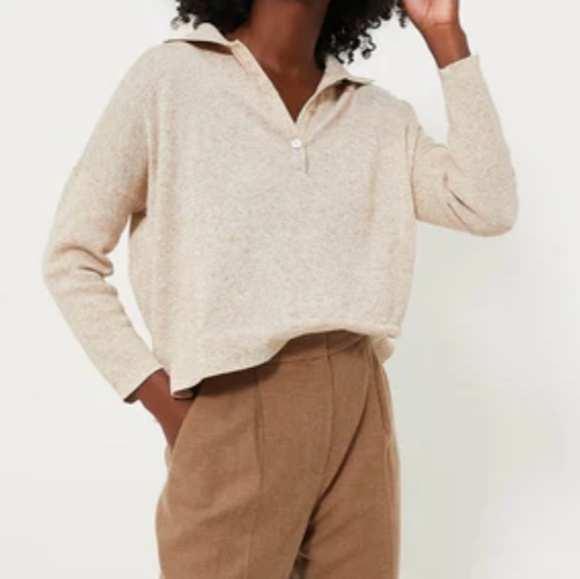 Tuckernuck Sweaters - Tuckernuck Clayton Long Sleeve Knit Polo Tan Size XL/XXL Linen Blend